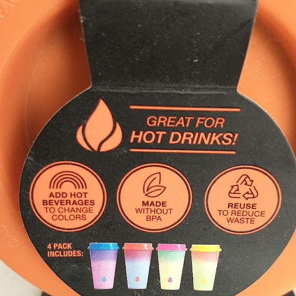New Tal Brand 4 Pack 16 Oz. Reusable Color Changing To-Go Hot Cups W/Lids - Picture 5 of 5